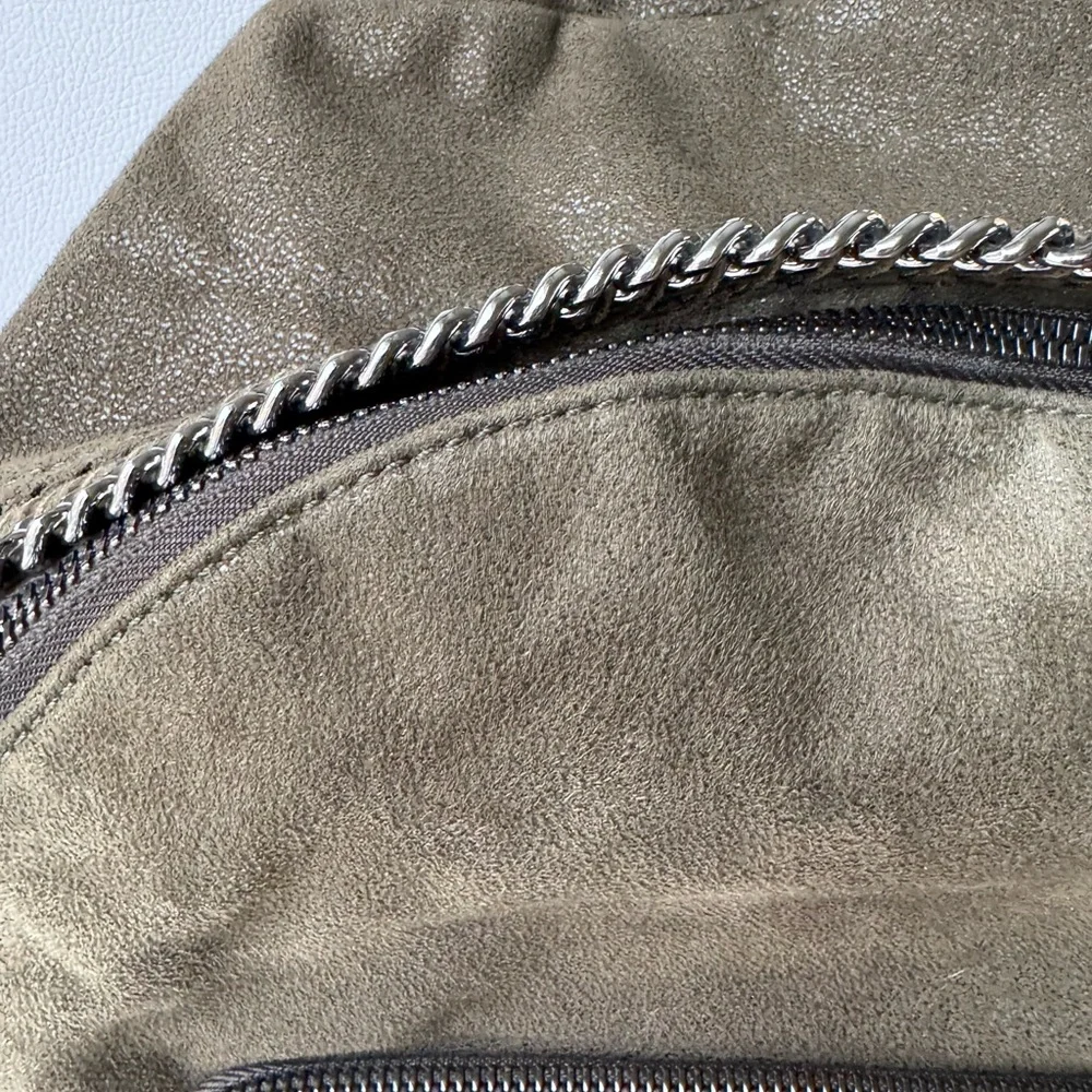 Stella McCartney Falabella Shaggy Deer Mini Backpack Olive Green Khaki Chain